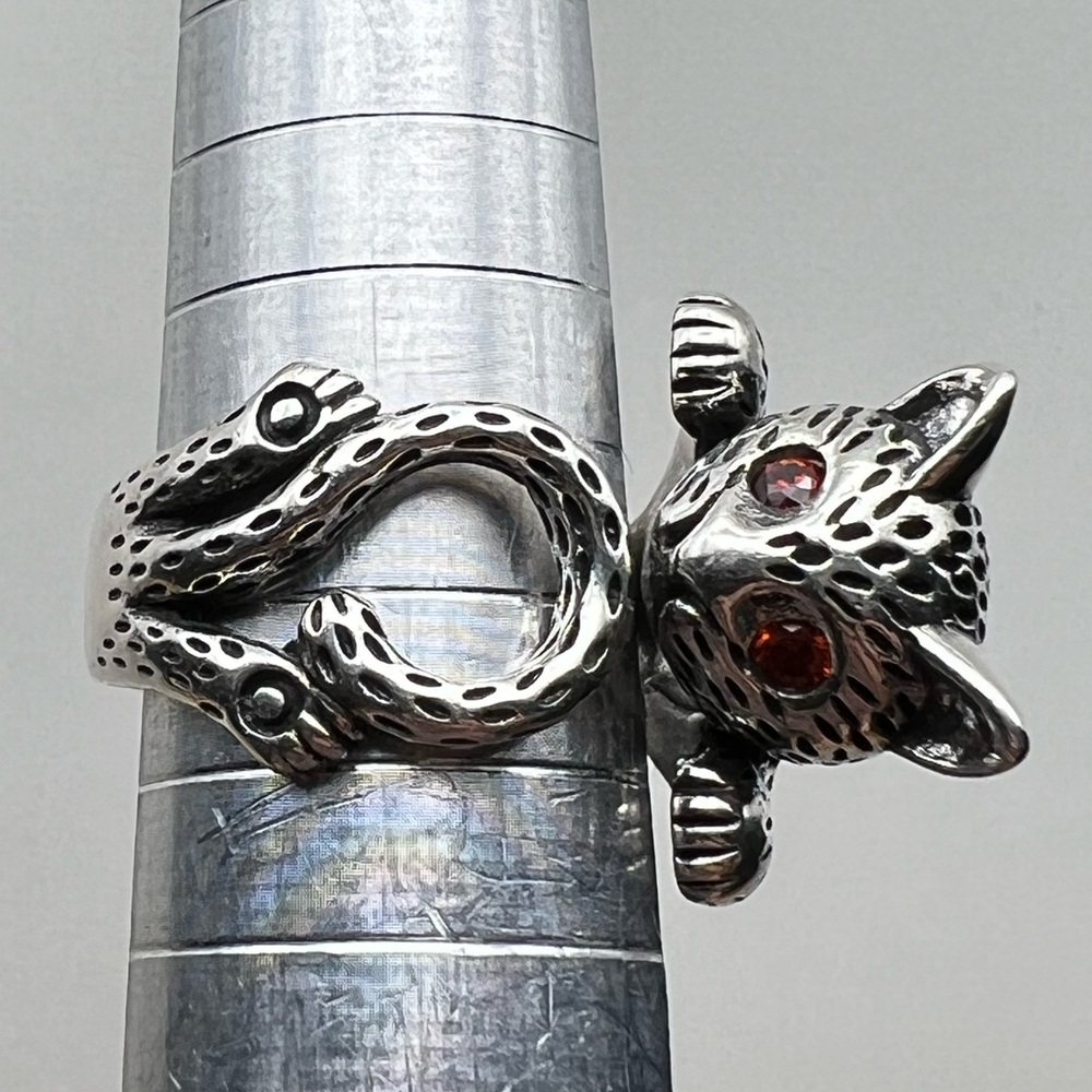 New Cat Kitten with Crystal Eyes Sim Fashion Costume Ring Size 6